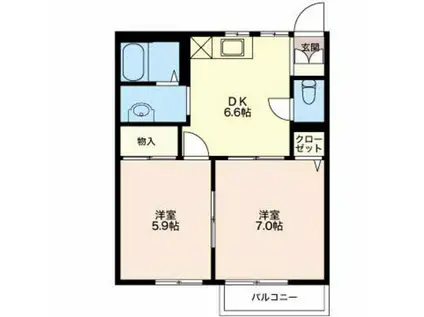 フレグランスセフィラ(2DK/1階)の間取り写真