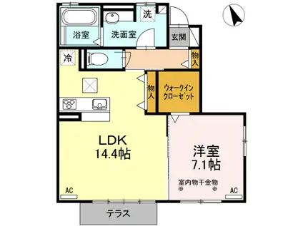 EL CASA八幡(1LDK/1階)の間取り写真