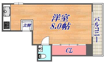 武庫之荘ヴィラ(ワンルーム/4階)の間取り写真