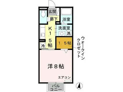 ジェントル阿成(1K/2階)の間取り写真