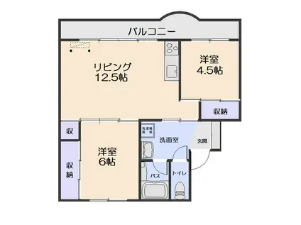 スカイクレストナガワII (2LDK/4階)の間取り写真