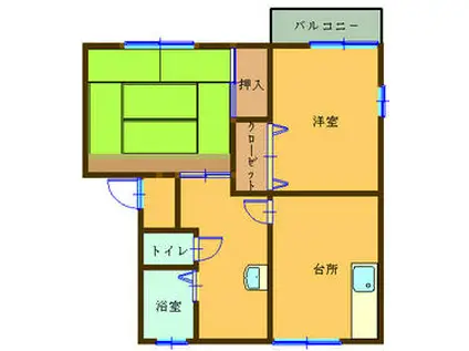 アネックス川島A棟(2DK/1階)の間取り写真