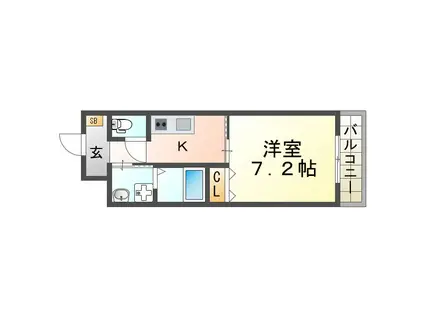 ダイワール立花(1K/3階)の間取り写真