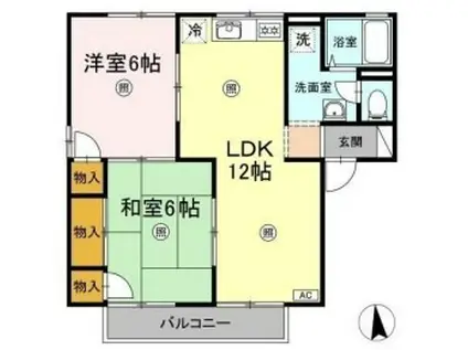 グリーンハイツ A棟(2LDK/1階)の間取り写真