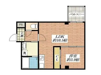 GARDENIA茨木(1LDK/1階)の間取り写真