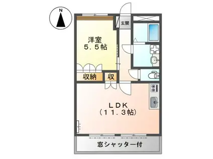 ノーザンハイム(1LDK/1階)の間取り写真