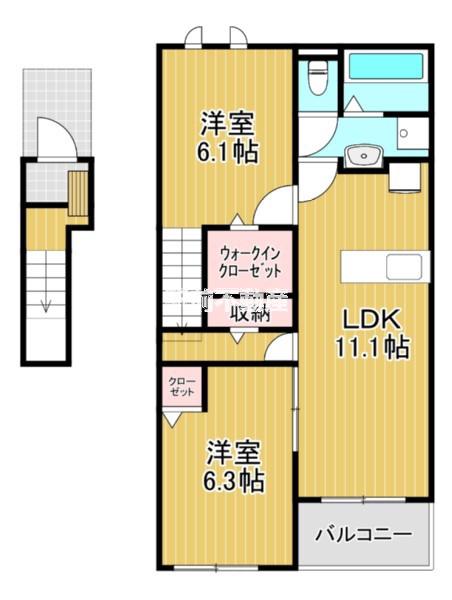 グラン ルミエール II(2LDK/2階)の間取り写真