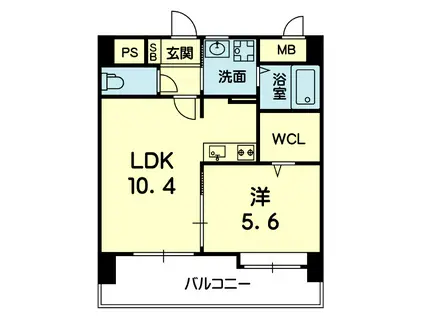 シャローム上熊本(1LDK/3階)の間取り写真