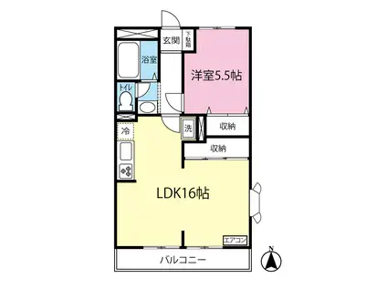 カサグランデMOTOKI(1LDK/2階)の間取り写真