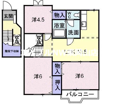リヴィエールプレッソK B(3LDK/2階)の間取り写真