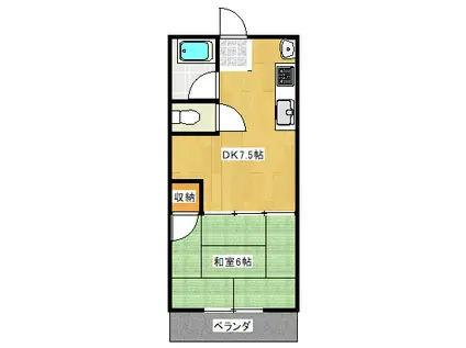 PASTEL(1DK/1階)の間取り写真