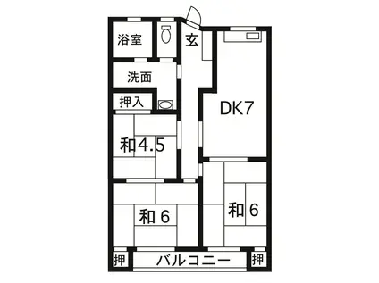 松山ハイツ(3DK/1階)の間取り写真