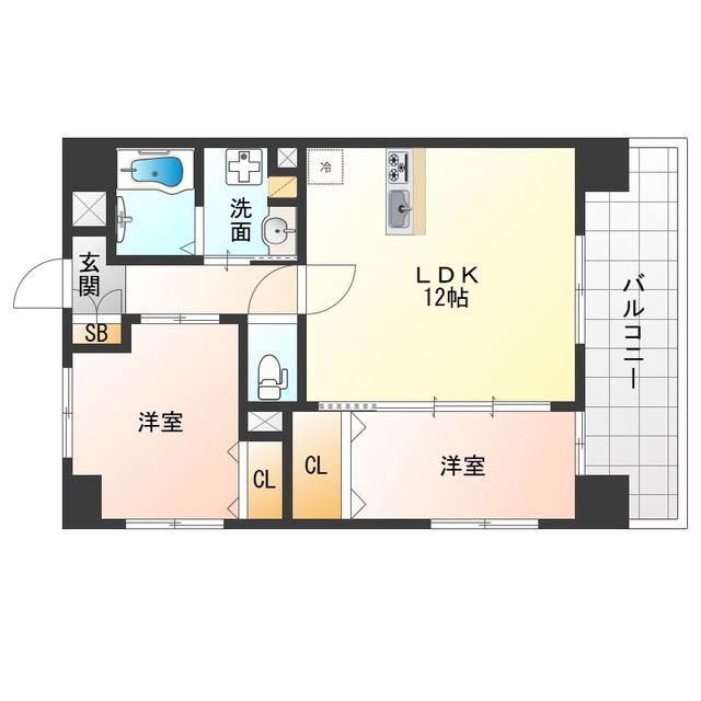 グレースリバー中之島(2LDK/2階)の間取り写真