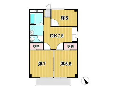 テクノハイム本宿 梅(3DK/2階)の間取り写真