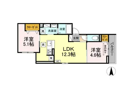 CIRLMER湘南(2LDK/2階)の間取り写真