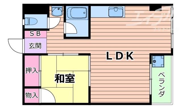 コーポ糠谷(1LDK/3階)の間取り写真