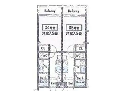 AILE岡場II(1K/2階)の間取り写真