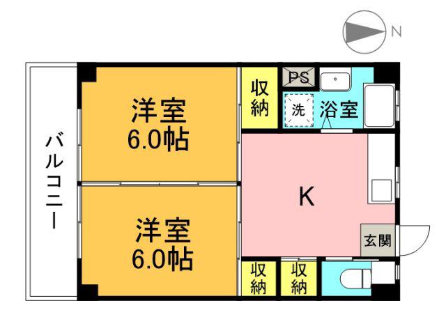西村ビル(2DK/3階)の間取り写真