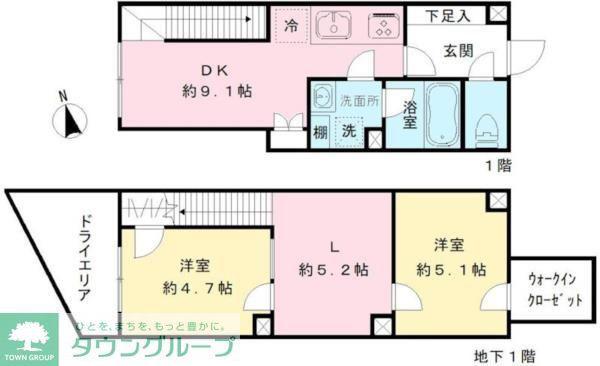 COEUR BLANC八幡山(3LDK/B1階)の間取り写真