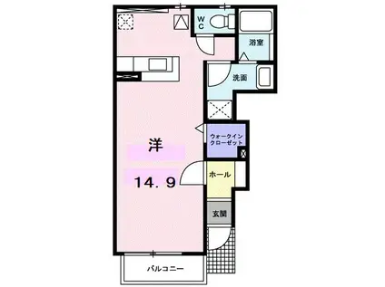 プレーヌ・ロジュマン(ワンルーム/1階)の間取り写真