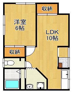 ハイツウィンドヒル(1LDK/3階)の間取り写真