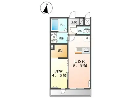 阿見町中央アパート(1LDK/2階)の間取り写真