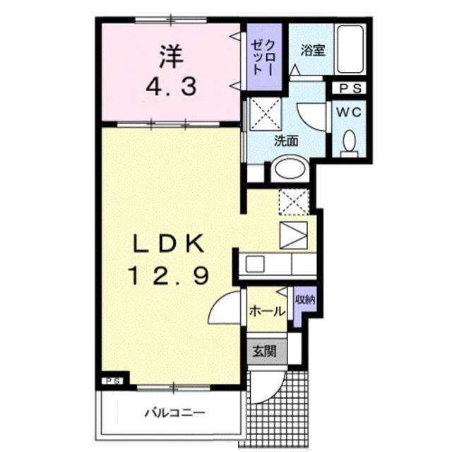 ラーマII(1LDK/1階)の間取り写真