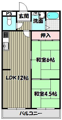 レナジア深井(2LDK/2階)の間取り写真