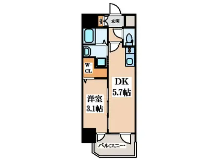 エステムコート大阪プリューム(1DK/15階)の間取り写真