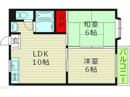 ハイムM&K今津(2DK/2階)の間取り写真