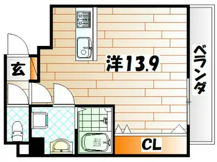 ドレスローズ(1K/9階)の間取り写真