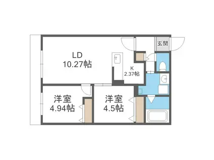 S-RESIDENCE医大南ALTIER(2LDK/3階)の間取り写真