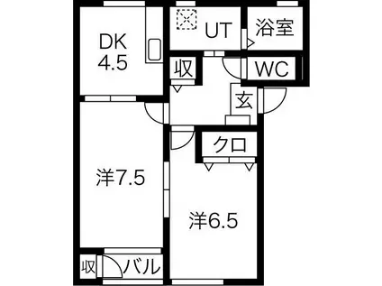 ステラA(1LDK/1階)の間取り写真
