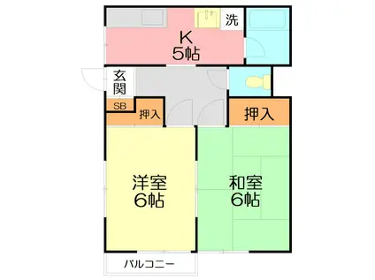 ハイツ松本(2K/2階)の間取り写真