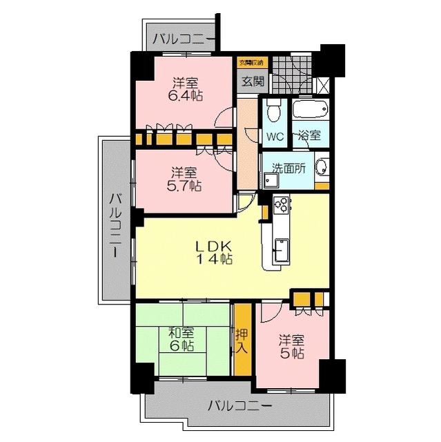 サーパス錦町第3(4LDK/9階)の間取り写真
