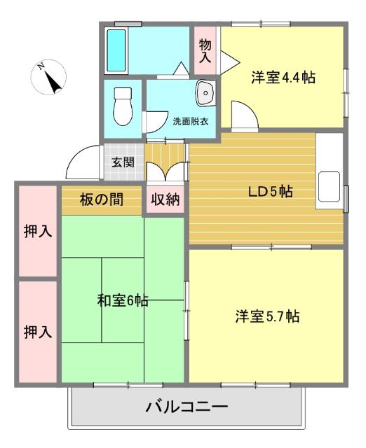 グランドクローニ吉沢(3DK/2階)の間取り写真