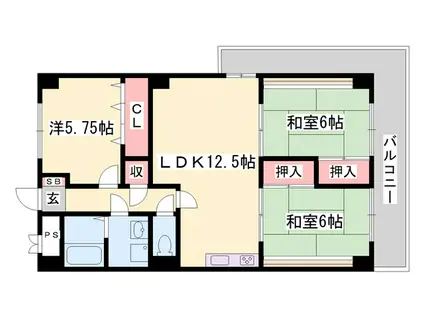 メゾン花北(3LDK/5階)の間取り写真