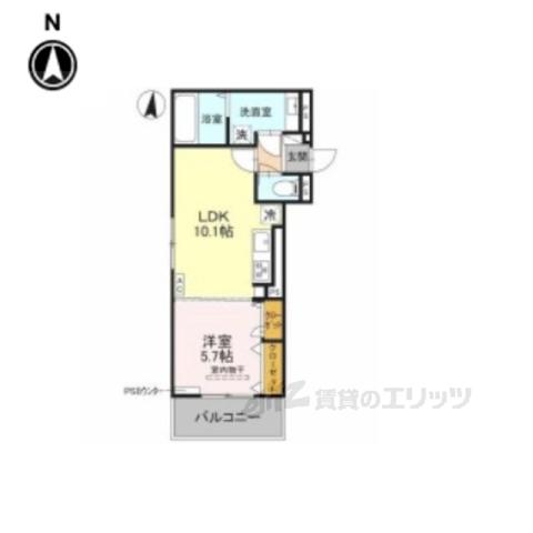 GRAMM六地蔵B棟(1LDK/3階)の間取り写真