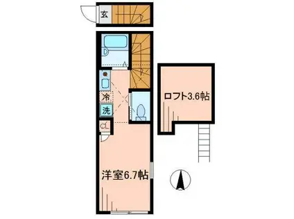 バーミープレイス新小岩(ワンルーム/2階)の間取り写真