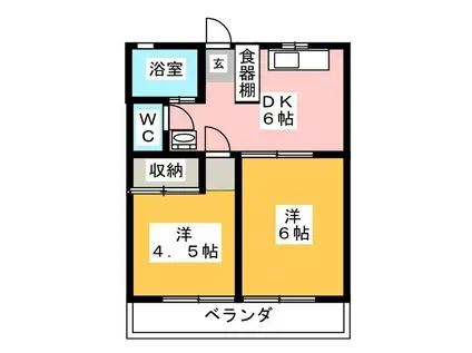 第1オパールマンション(2DK/3階)の間取り写真