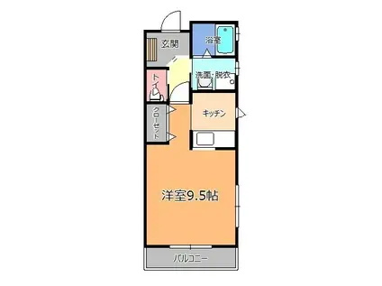 三向ハイツ今泉新町(1K/4階)の間取り写真