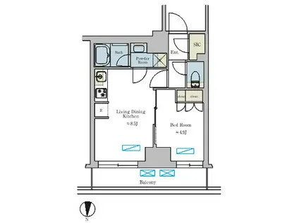 BRILLIA IST 池尻大橋(1LDK/6階)の間取り写真