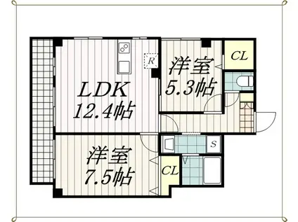 ARCOBALENO SHINMEIアルコバレーノシンメイ(2LDK/4階)の間取り写真