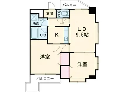 グランドパレスNS-77(2LDK/8階)の間取り写真