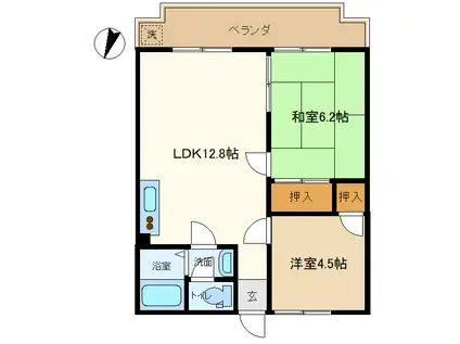マンション正美(2LDK/3階)の間取り写真