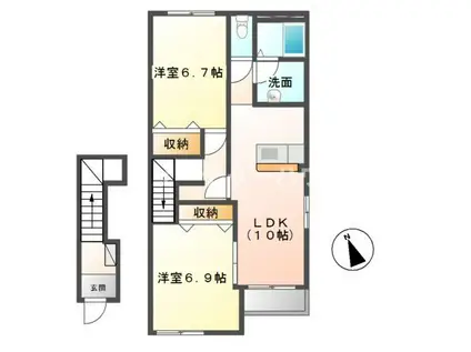 カンタービレ(2LDK/2階)の間取り写真