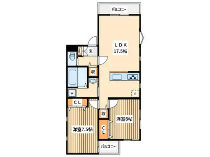 グランレジデンス千代田(2LDK/3階)の間取り写真