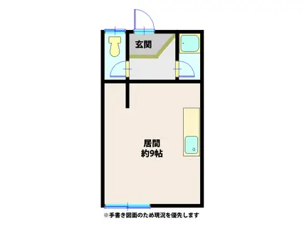 コーポたつみ(ワンルーム/1階)の間取り写真