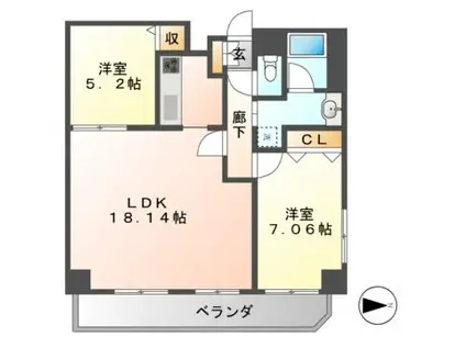 KDX泉レジデンス(2LDK/9階)の間取り写真