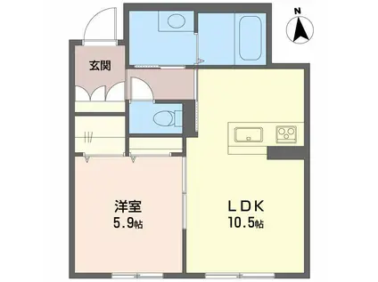 ベレオシンフォニー(1LDK/1階)の間取り写真